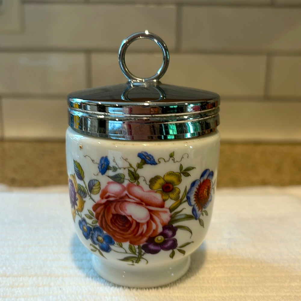 Royal Worchester floral rose egg coddler